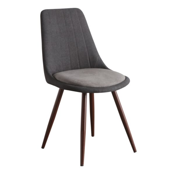 LOVE CHAIR WITH GRAY FABRIC LINES METAL/WOOD LEGS