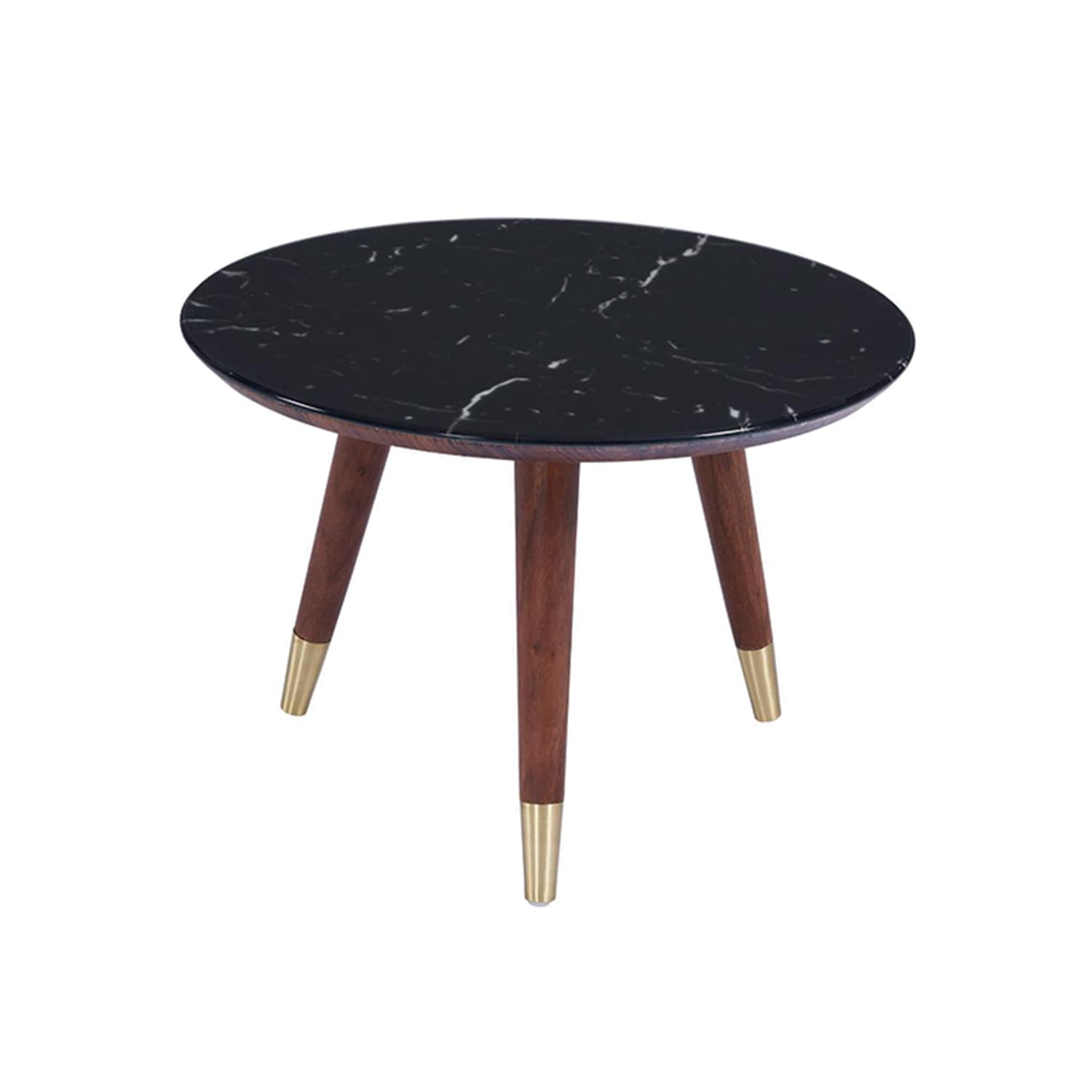 SEVILLE MARBLE-BLACK-GLASS SIDE TABLE 47cm