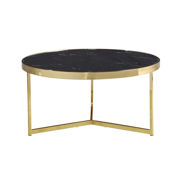 MIREYA BLACK MARBLE-GOLD GLASS COFFEE TABLE