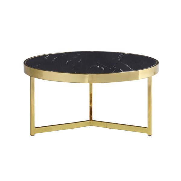 MIREYA LOW COFFEE TABLE BLACK MARBLE-GOLD GLASS