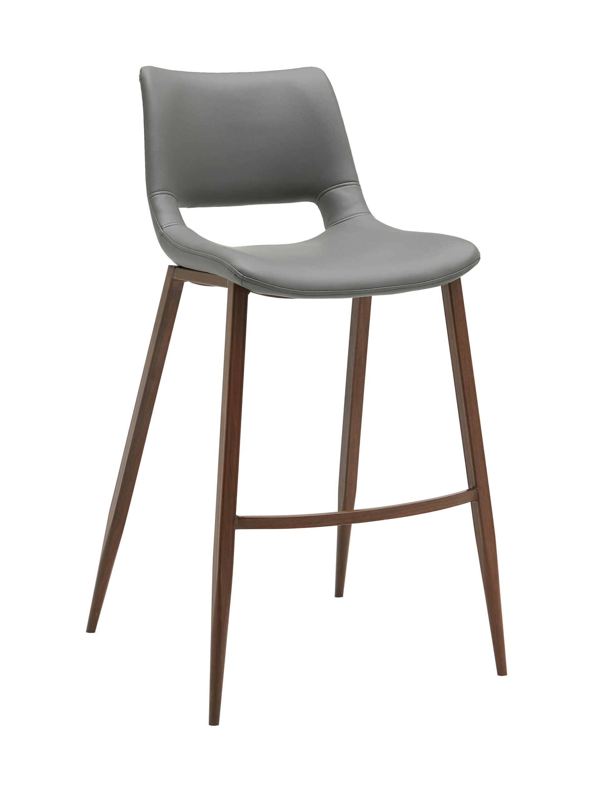 Banco Floyd Pu Gris Pata Metal Madera
