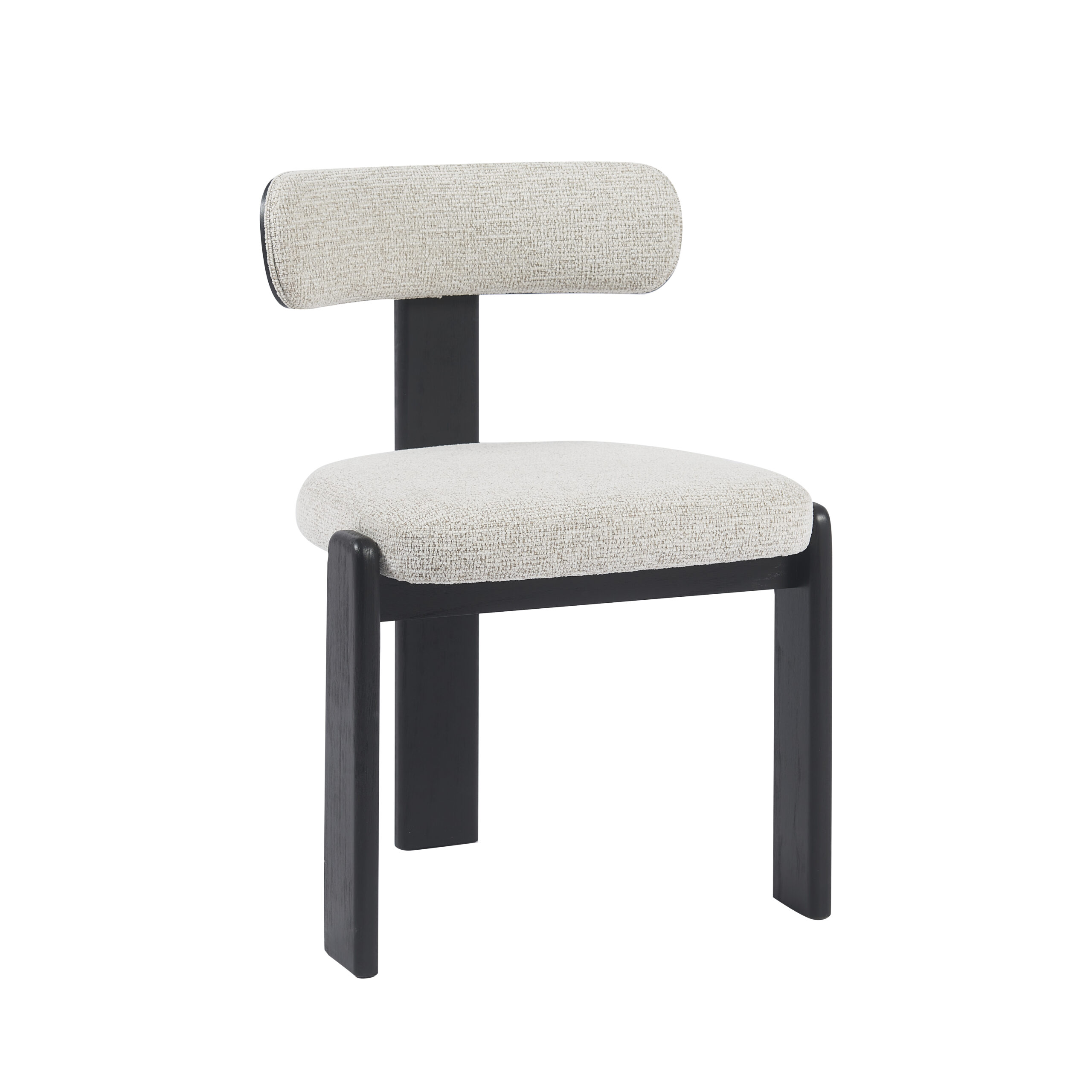 Silla Atria Tela Beige Patas Madera Negra